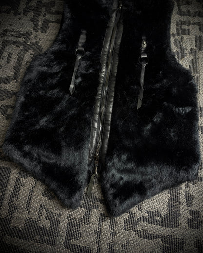 Midas Skull Embroidered Faux Fur Vest