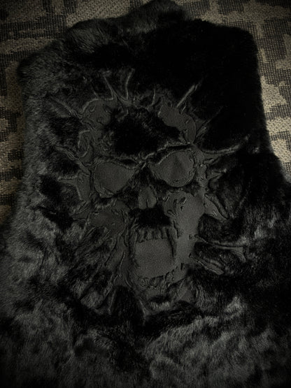 Midas Skull Embroidered Faux Fur Vest