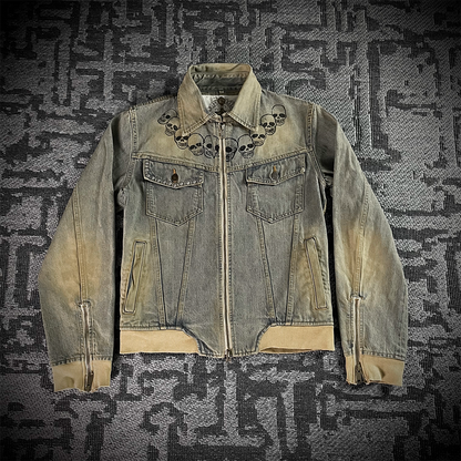 Rise Rily Japanese Skull Zipper Jeans Jacket