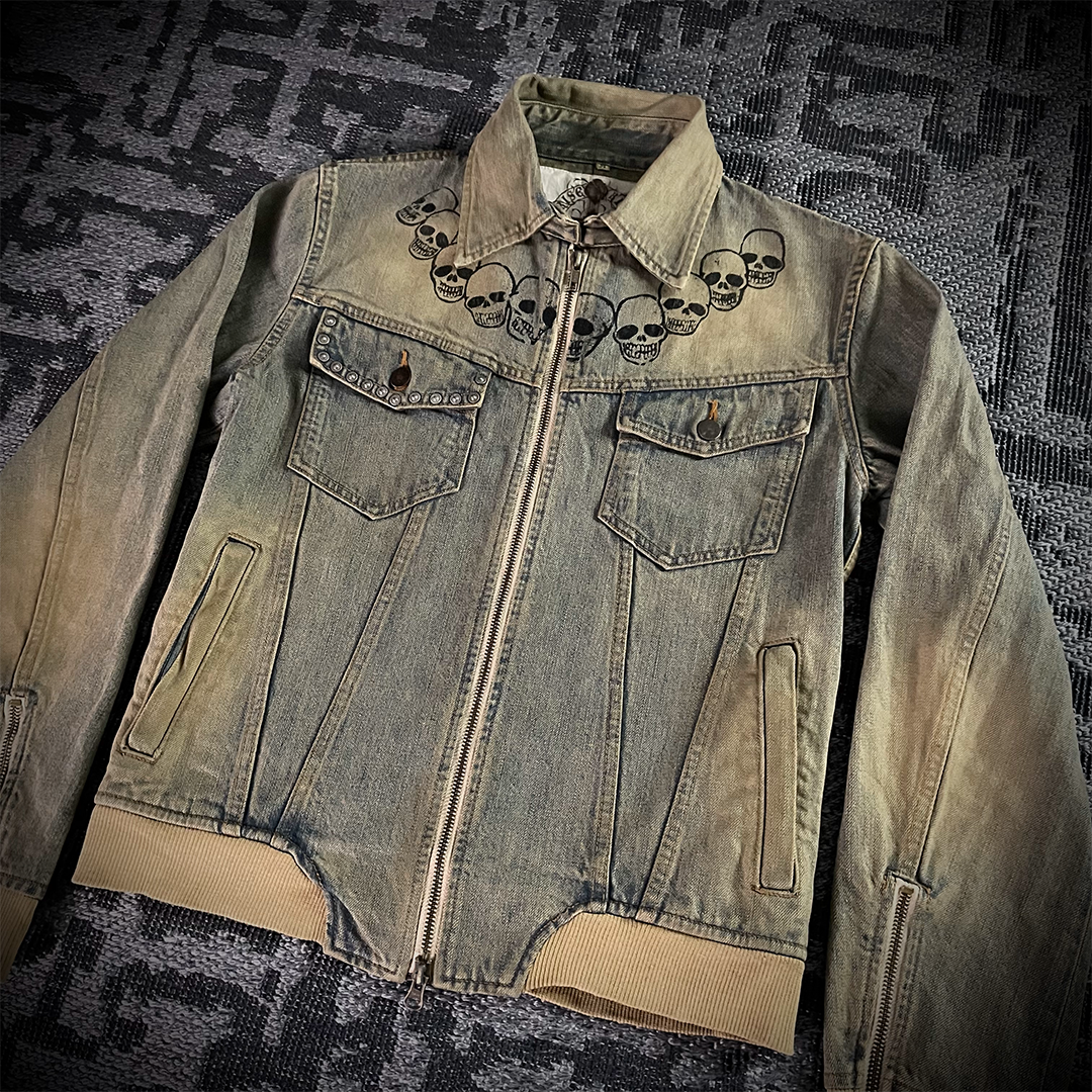 Rise Rily Japanese Skull Zipper Jeans Jacket