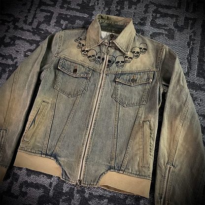 Rise Rily Japanese Skull Zipper Jeans Jacket