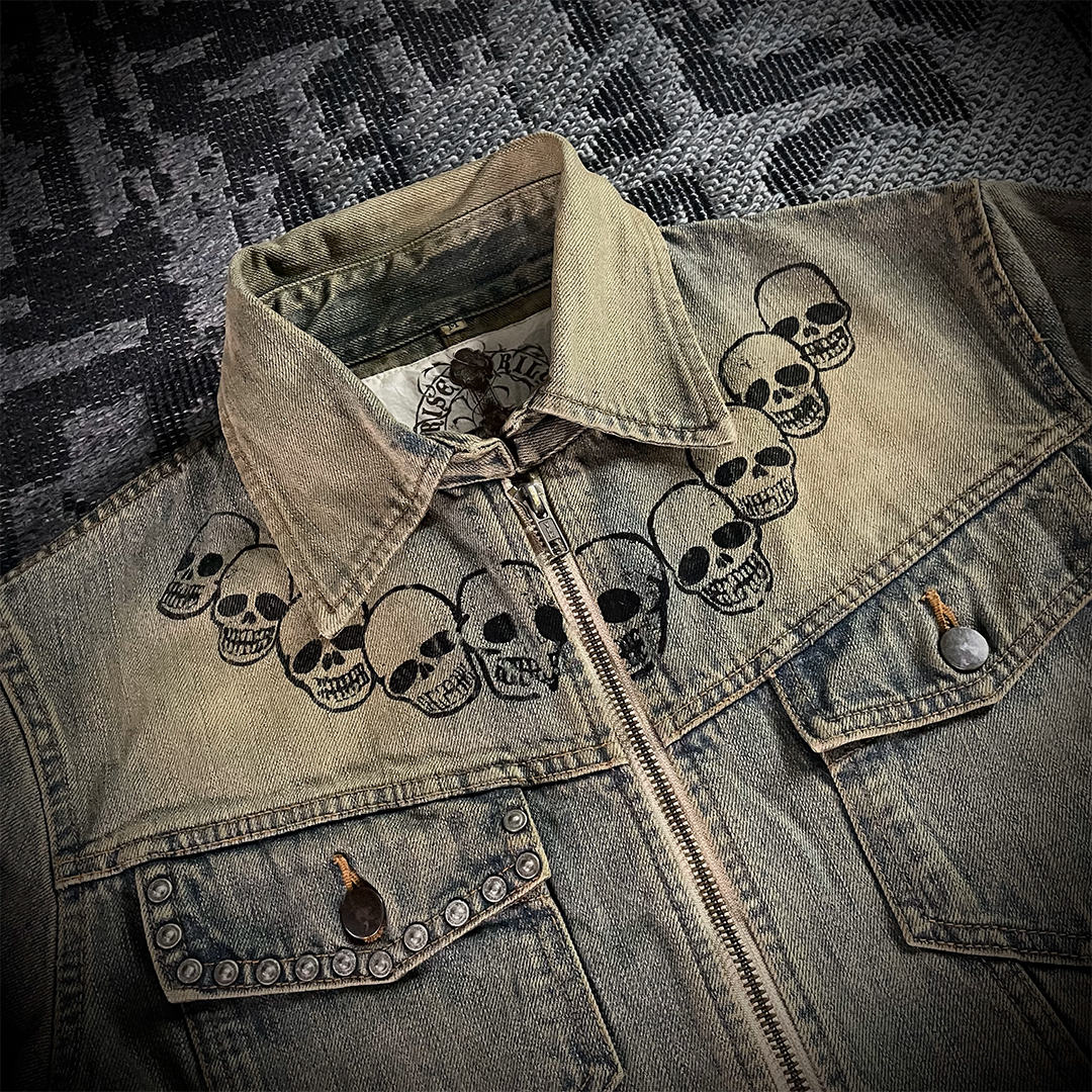 Rise Rily Japanese Skull Zipper Jeans Jacket