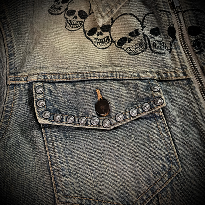 Rise Rily Japanese Skull Zipper Jeans Jacket