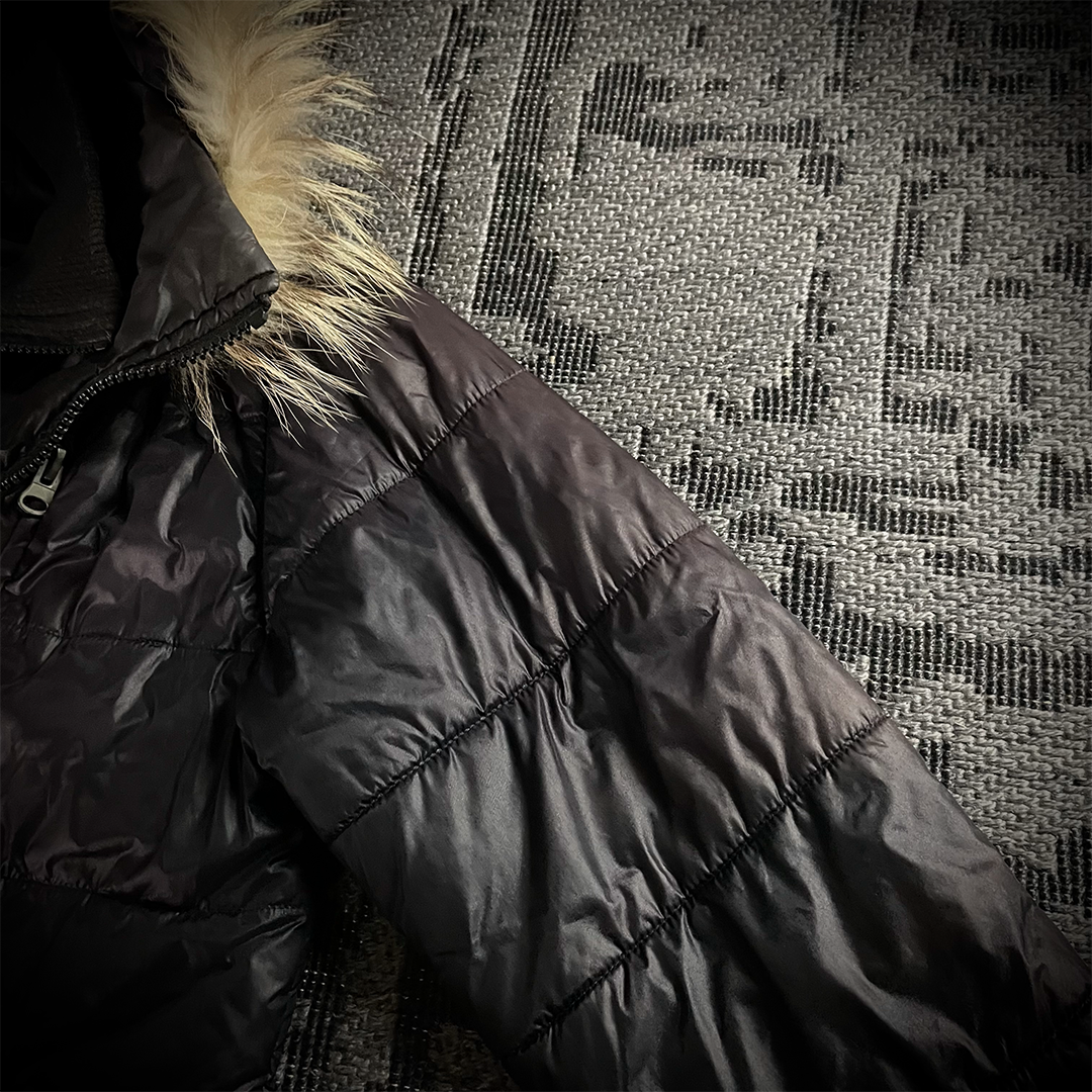 Lowbox Fur Hoodie Puffer Faded Jacket