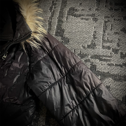 Lowbox Fur Hoodie Puffer Faded Jacket
