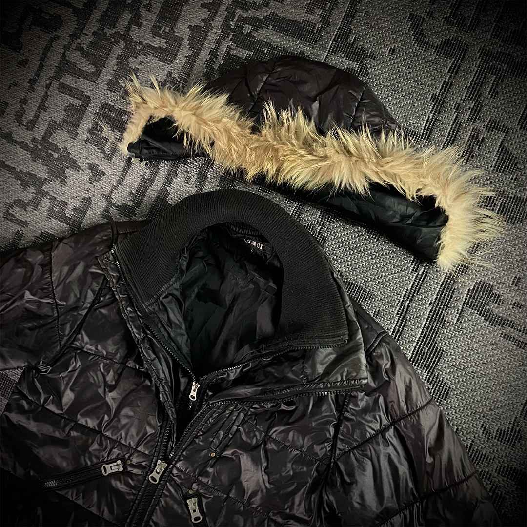 Lowbox Fur Hoodie Puffer Faded Jacket