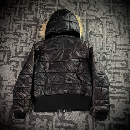 Lowbox Fur Hoodie Puffer Faded Jacket