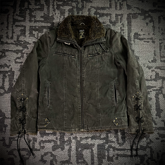 Spinalh Lace Up Fur Jacket