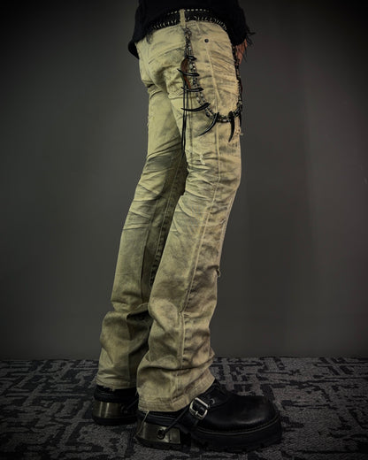FUGA Washed Sand Heavy Stitch Distressed Bootcut