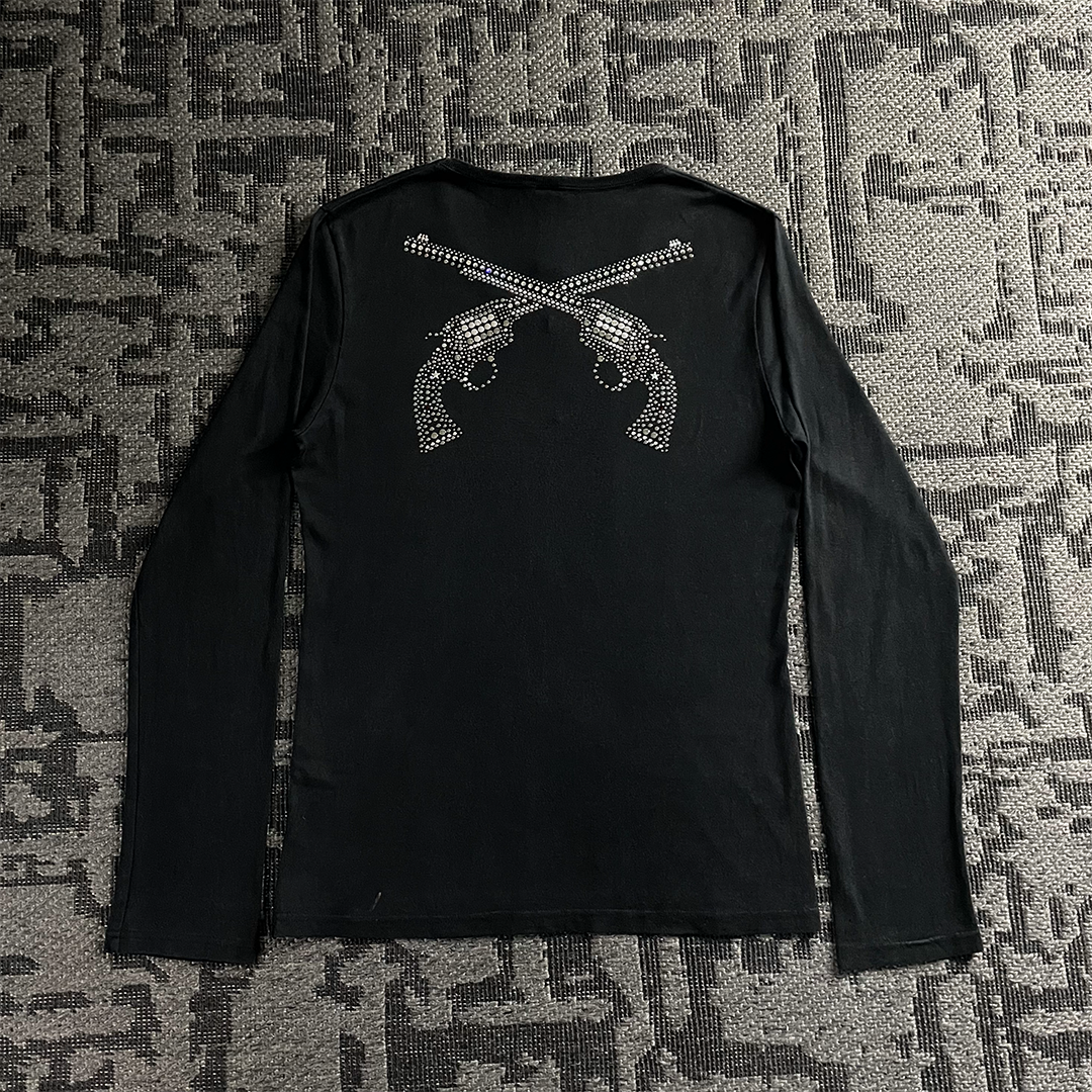 Roar Guns Swarovski Cross Gun Long Sleeve Black