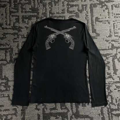 Roar Guns Swarovski Cross Gun Long Sleeve Black
