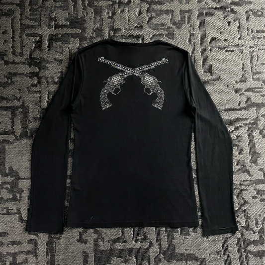 Roar Guns Swarovski Cross Gun Long Sleeve Black