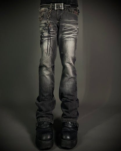 Semantic Design Multi Zip Whiskered Bootcut Jeans