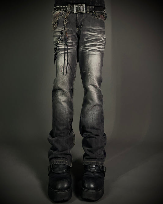 Semantic Design Multi Zip Whiskered Bootcut Jeans