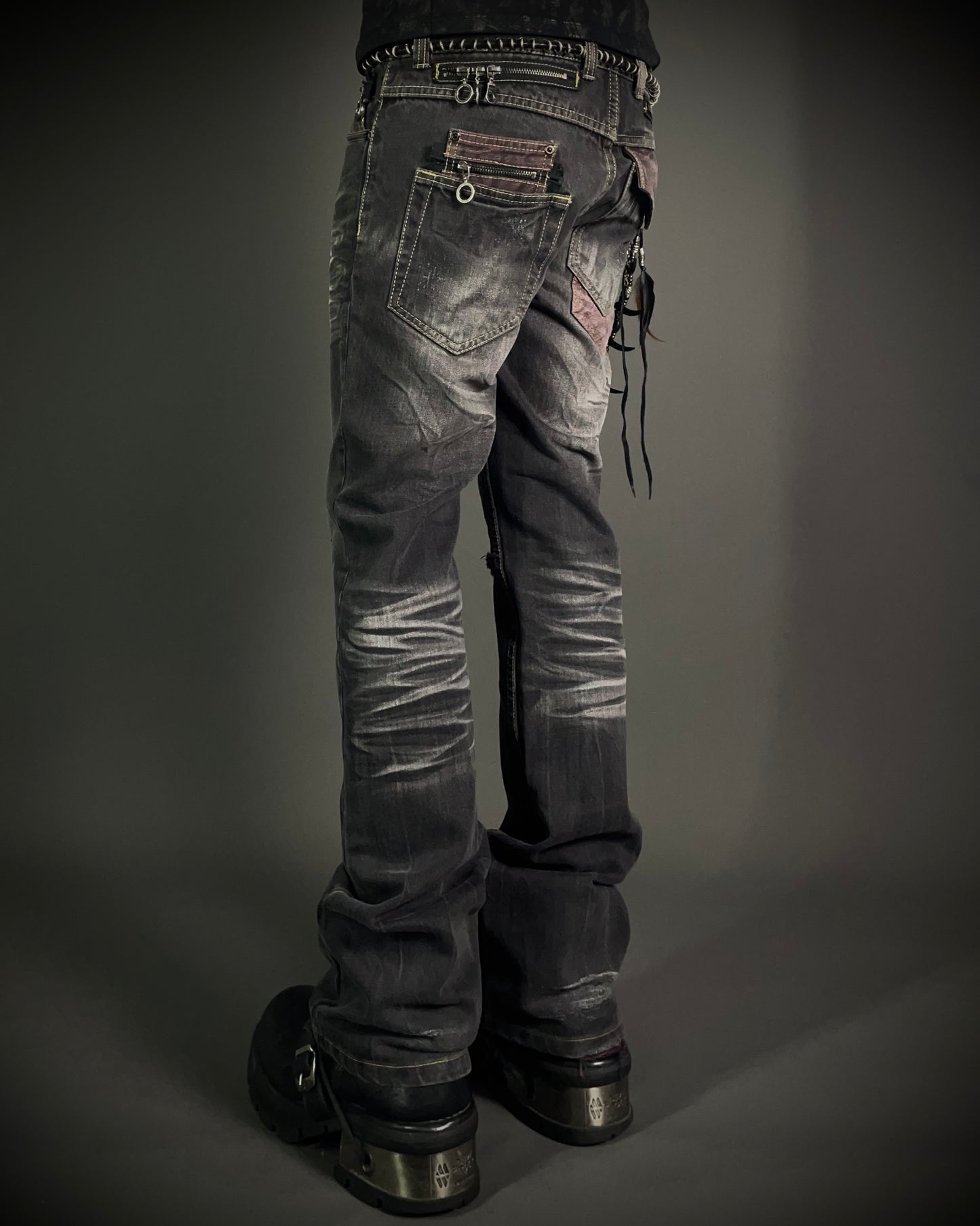 Semantic Design Multi Zip Whiskered Bootcut Jeans