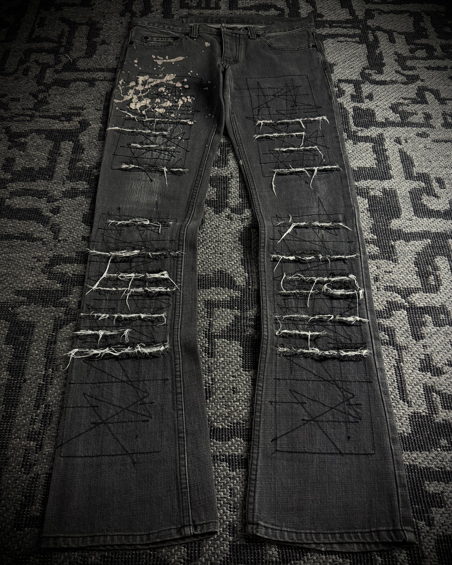 Hysteric Glamour Paint Splatter Destroyed Slim Bootcut