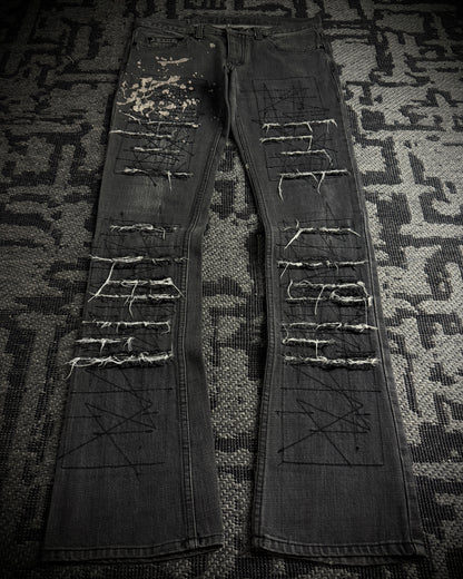 Hysteric Glamour Paint Splatter Destroyed Slim Bootcut