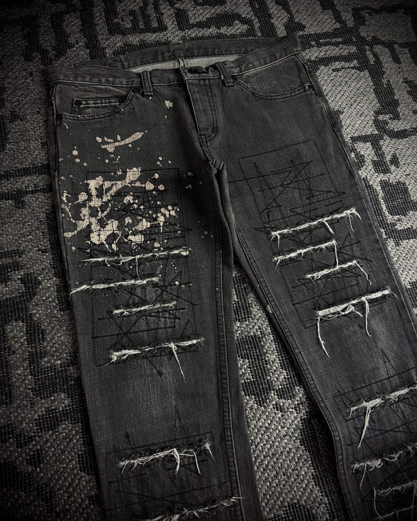 Hysteric Glamour Paint Splatter Destroyed Slim Bootcut