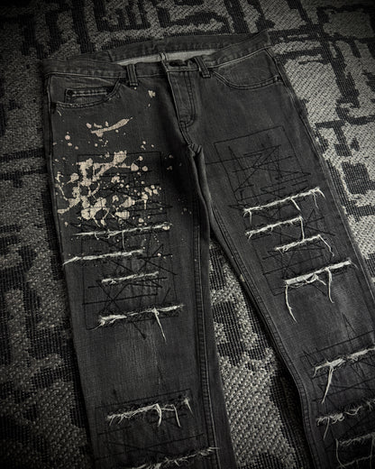 Hysteric Glamour Paint Splatter Destroyed Slim Bootcut