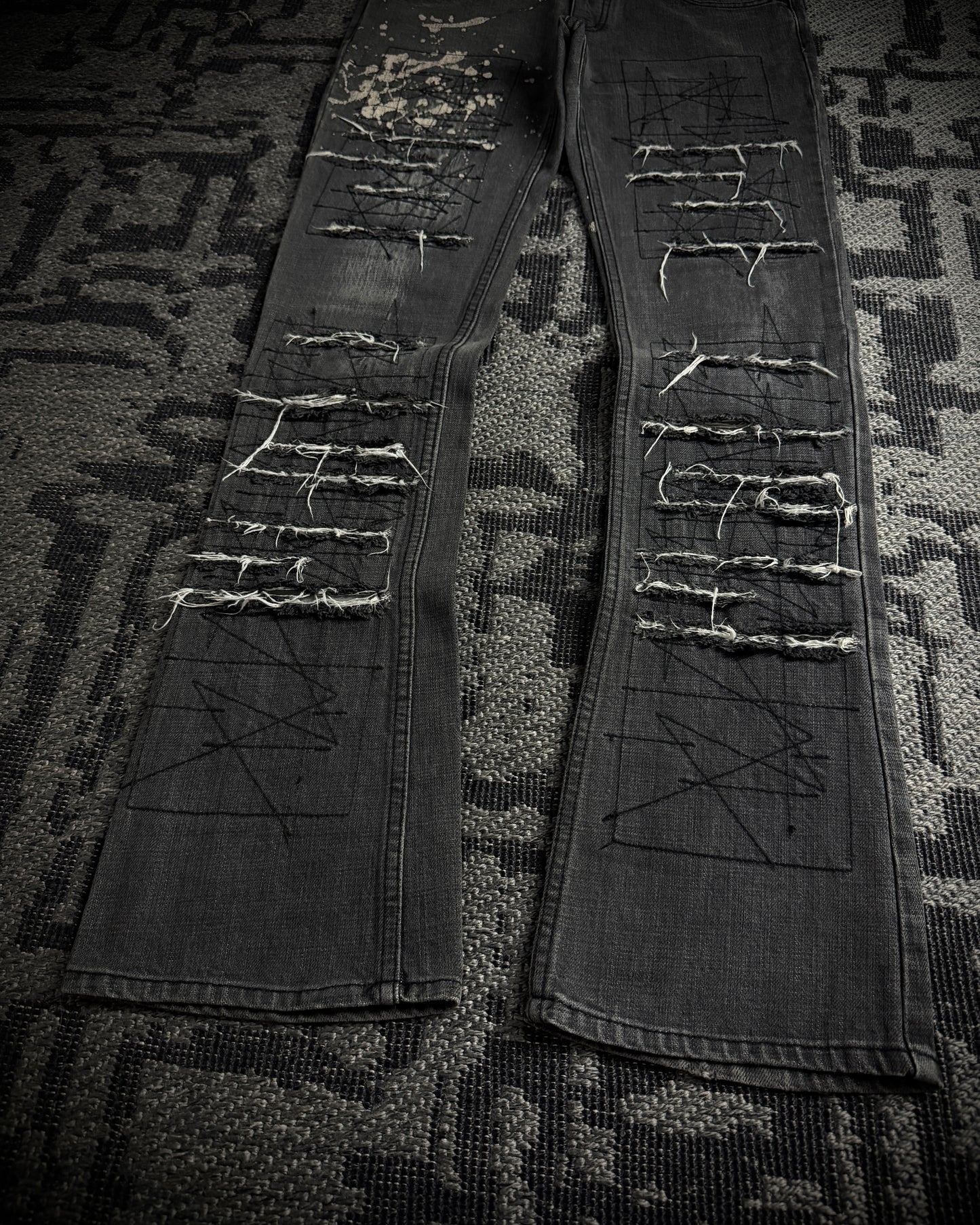 Hysteric Glamour Paint Splatter Destroyed Slim Bootcut