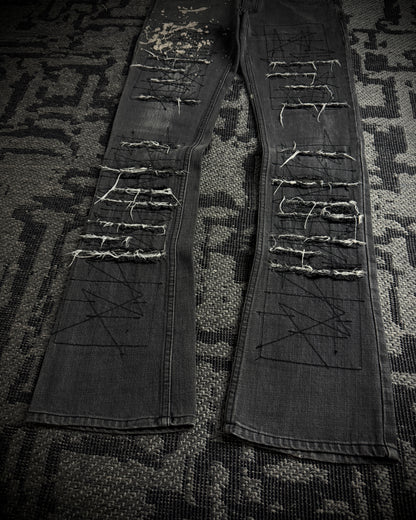 Hysteric Glamour Paint Splatter Destroyed Slim Bootcut