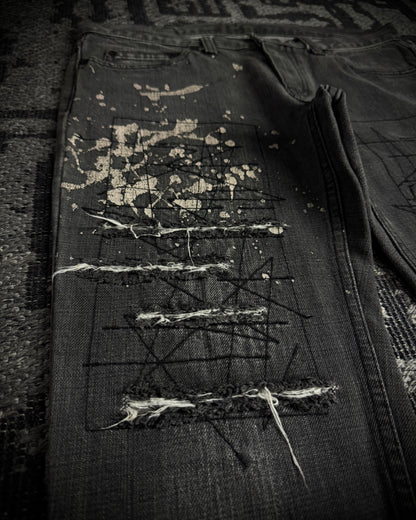 Hysteric Glamour Paint Splatter Destroyed Slim Bootcut
