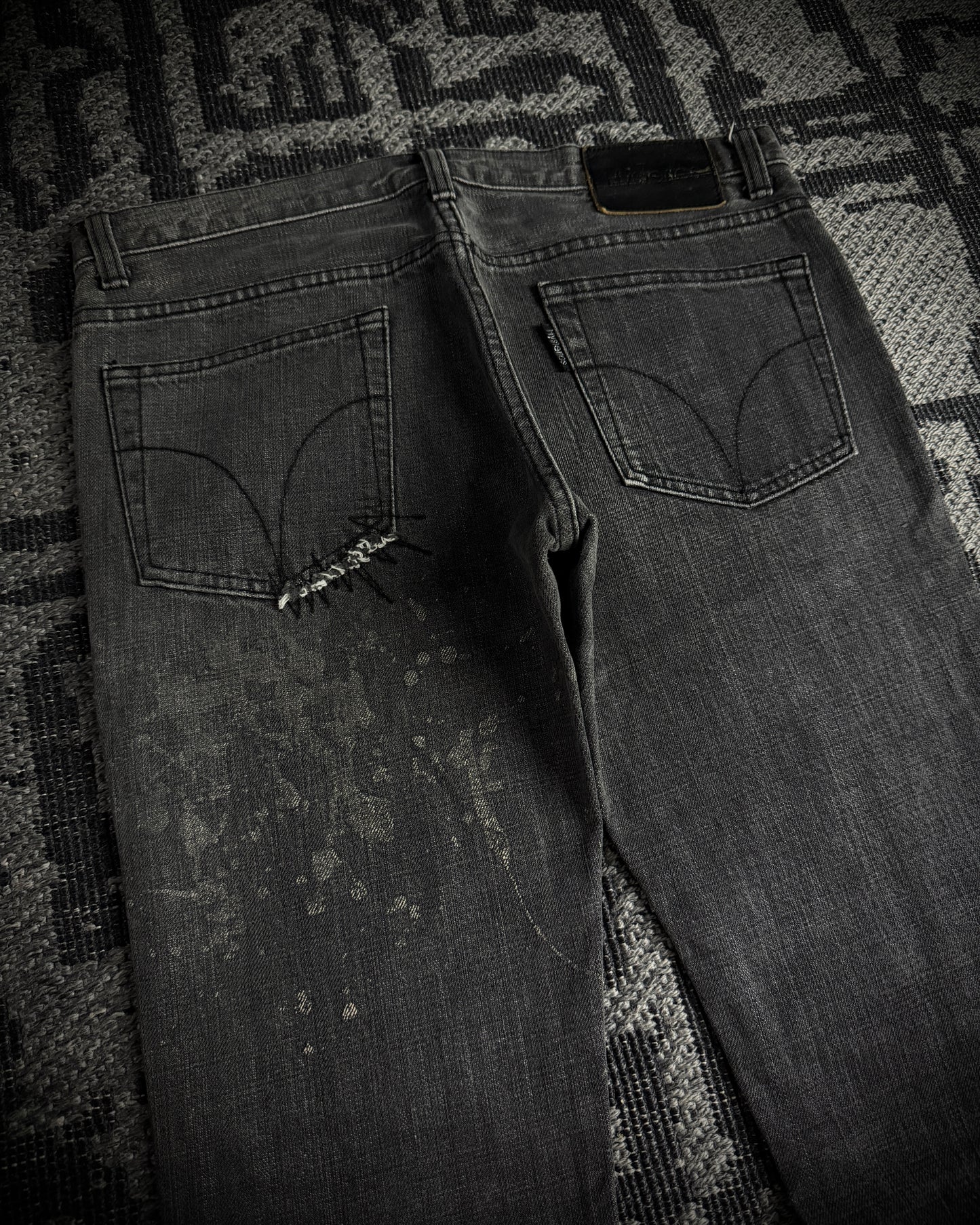 Hysteric Glamour Paint Splatter Destroyed Slim Bootcut