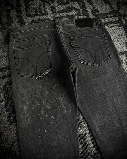 Hysteric Glamour Paint Splatter Destroyed Slim Bootcut