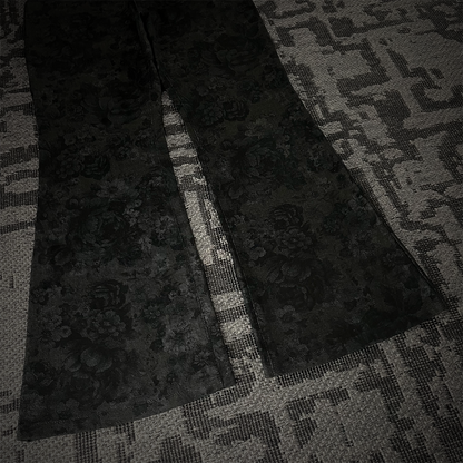 Tornado Mart Femme Floral Pattern Boot Cut Flared Pants