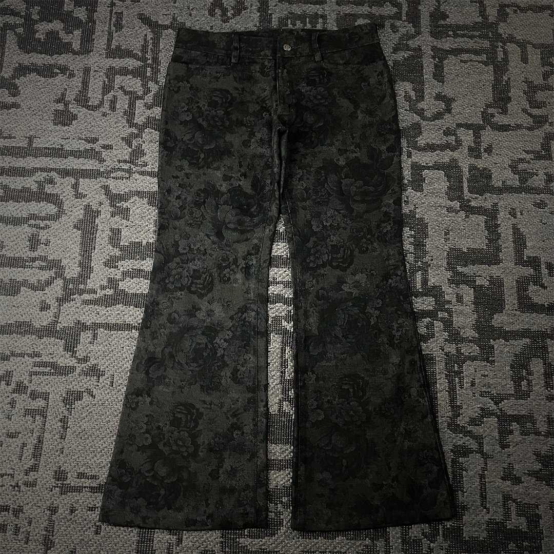 Tornado Mart Femme Floral Pattern Boot Cut Flared Pants