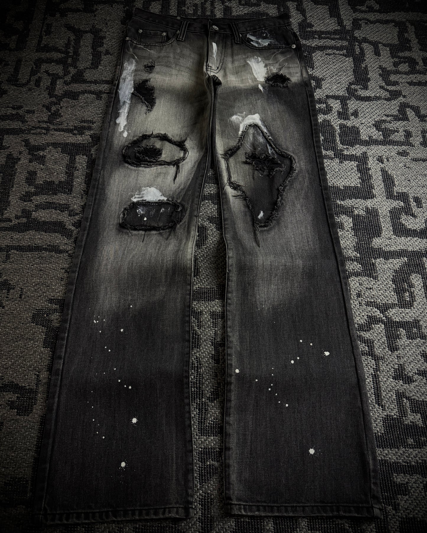 Semantic Design Washed Black Distressed Bootcut Jeans