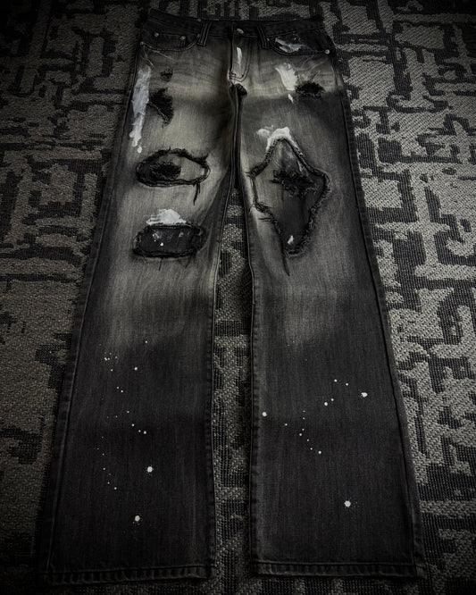 Semantic Design Washed Black Distressed Bootcut Jeans