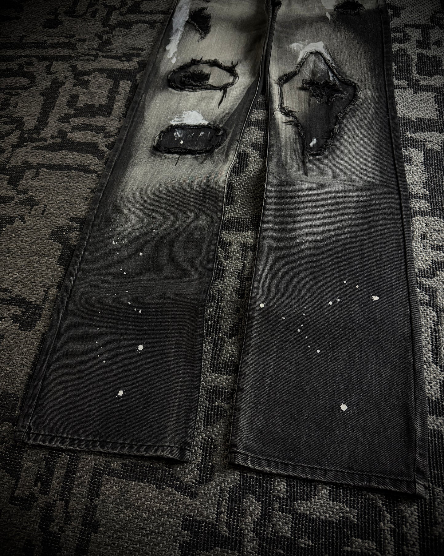 Semantic Design Washed Black Distressed Bootcut Jeans