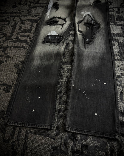 Semantic Design Washed Black Distressed Bootcut Jeans