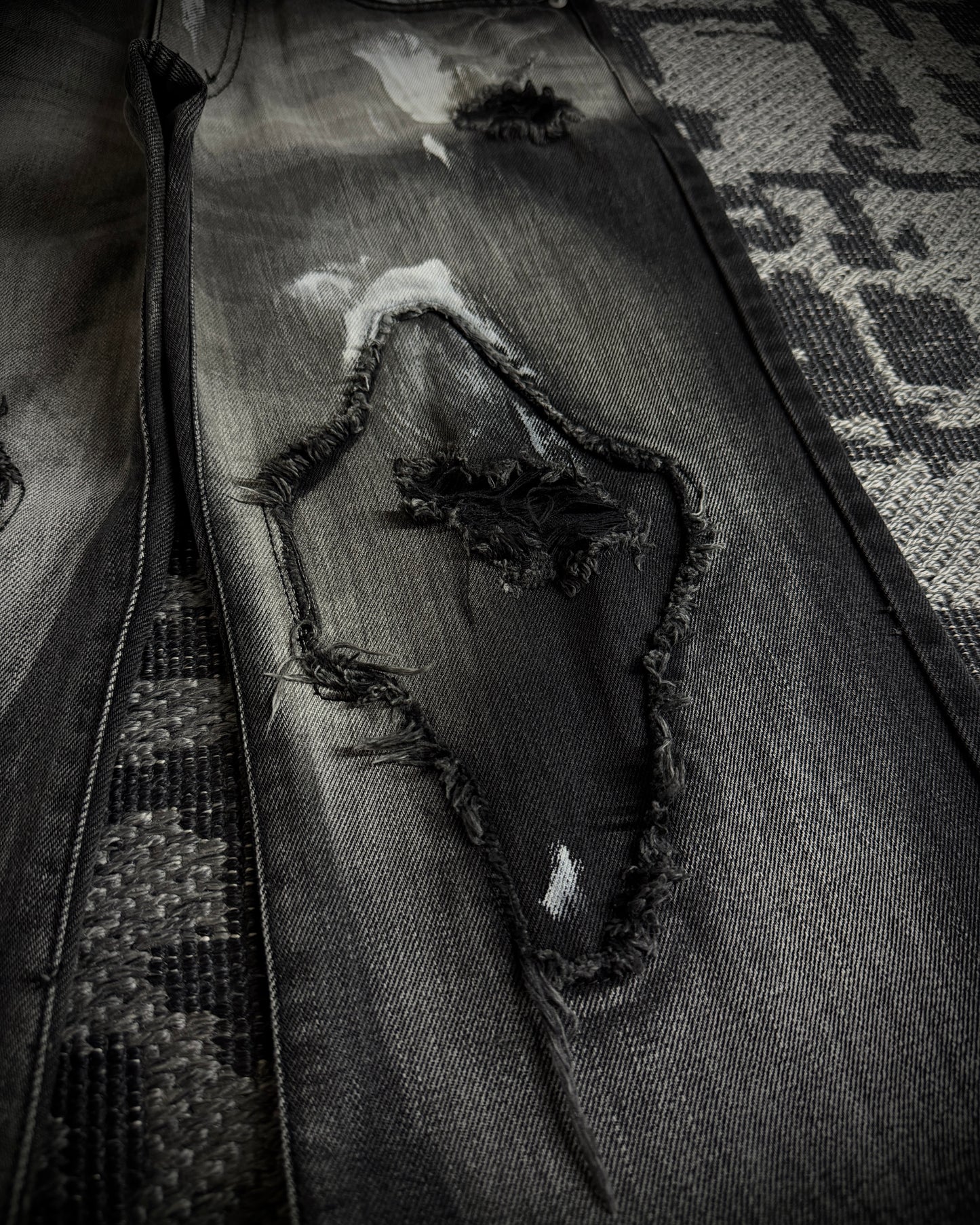 Semantic Design Washed Black Distressed Bootcut Jeans