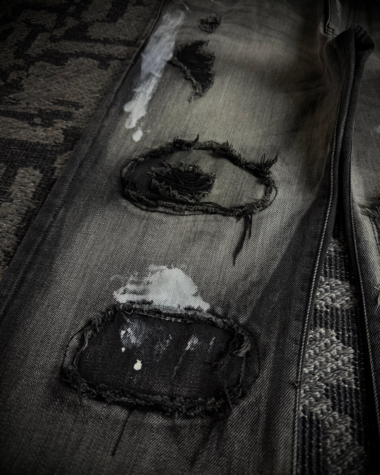 Semantic Design Washed Black Distressed Bootcut Jeans