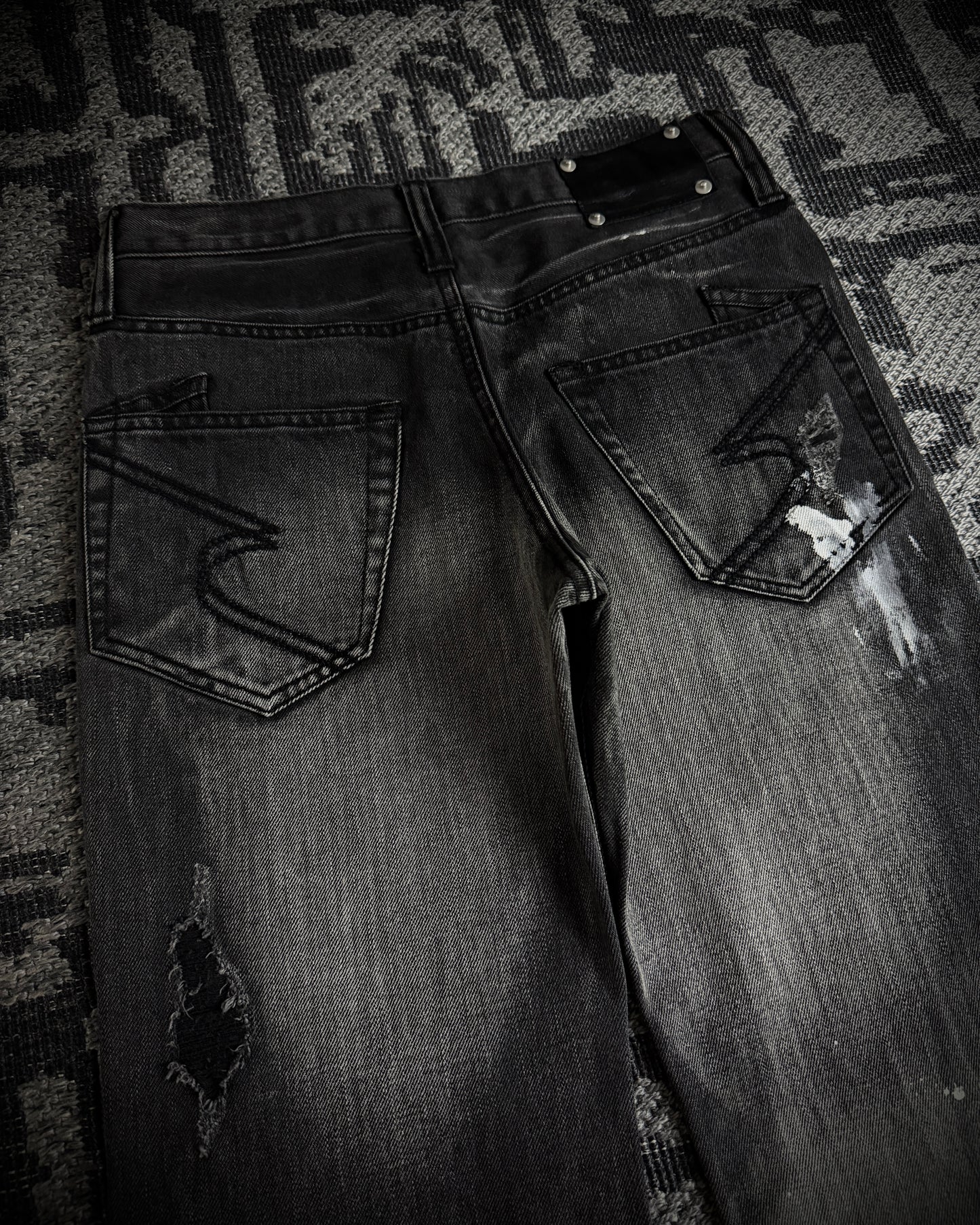 Semantic Design Washed Black Distressed Bootcut Jeans