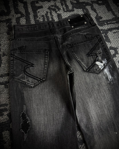 Semantic Design Washed Black Distressed Bootcut Jeans