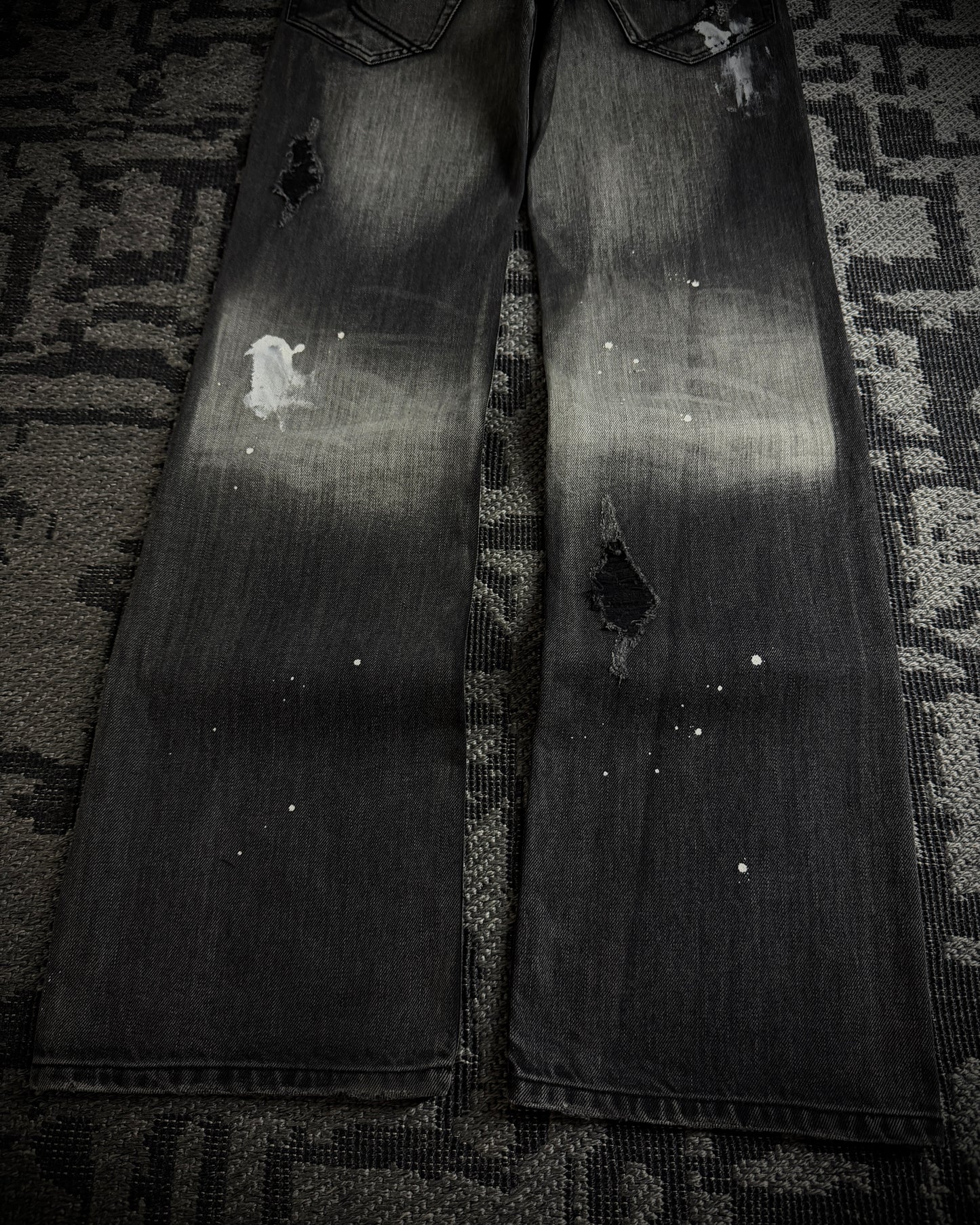 Semantic Design Washed Black Distressed Bootcut Jeans