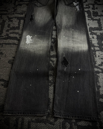 Semantic Design Washed Black Distressed Bootcut Jeans