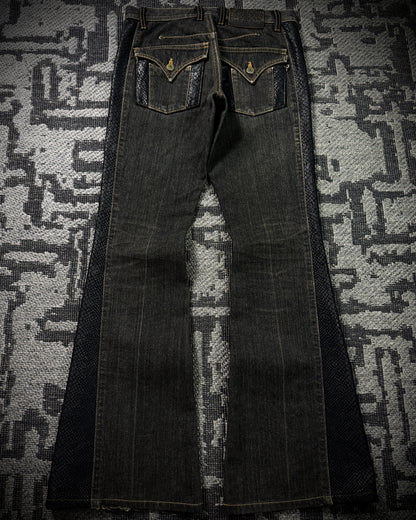 Morgan Homme Glossy Python Panel Flared Jeans