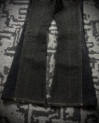 Morgan Homme Glossy Python Panel Flared Jeans