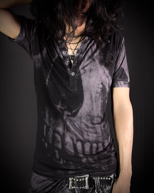 Midas Skull Glitter Layered Shirt