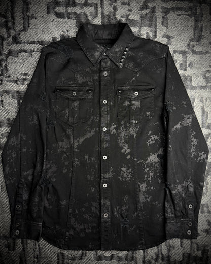 Xfrm × Jury Black Coated Splatter Studded Shirt
