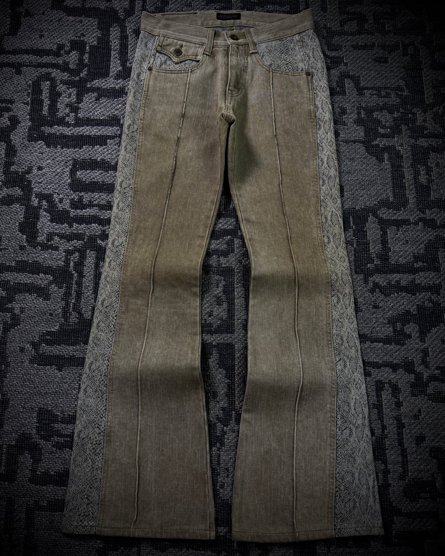 Morgan Homme Python Panel Flared Jeans