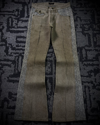 Morgan Homme Python Panel Flared Jeans