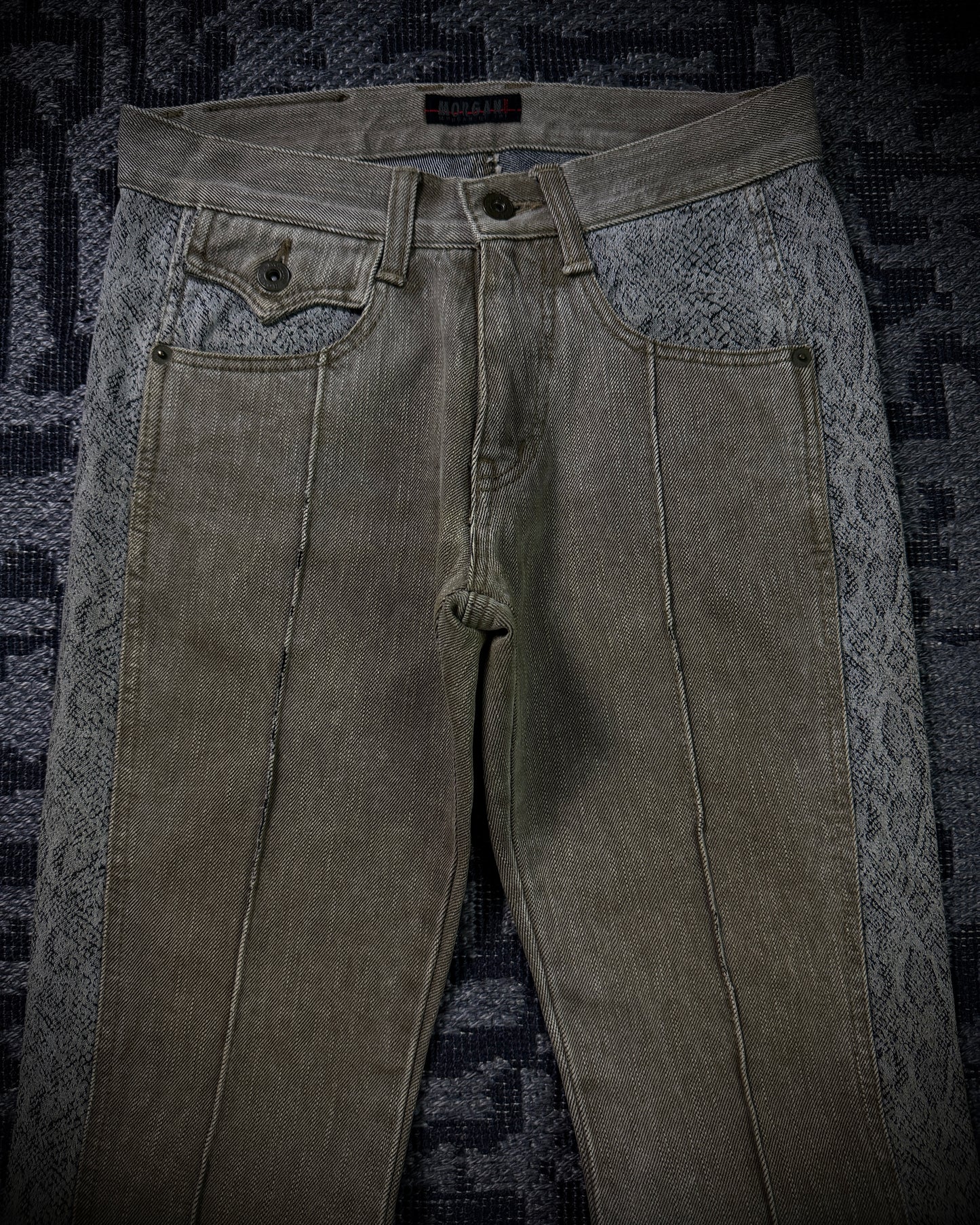 Morgan Homme Python Panel Flared Jeans