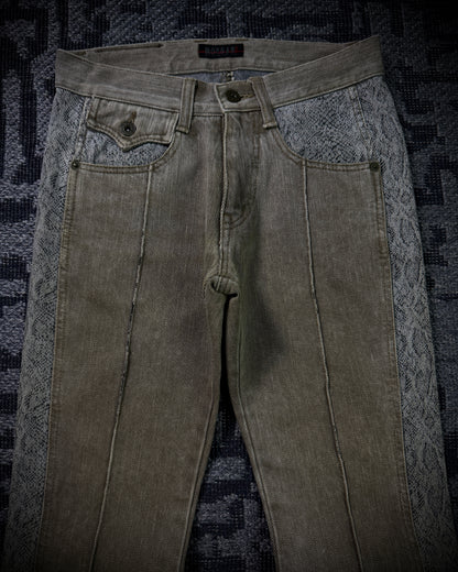 Morgan Homme Python Panel Flared Jeans