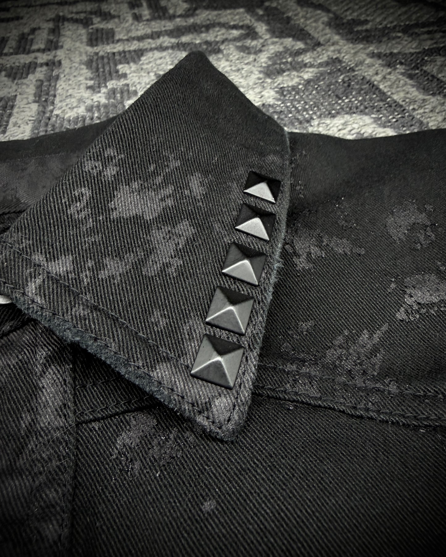 Xfrm × Jury Black Coated Splatter Studded Shirt