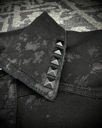 Xfrm × Jury Black Coated Splatter Studded Shirt